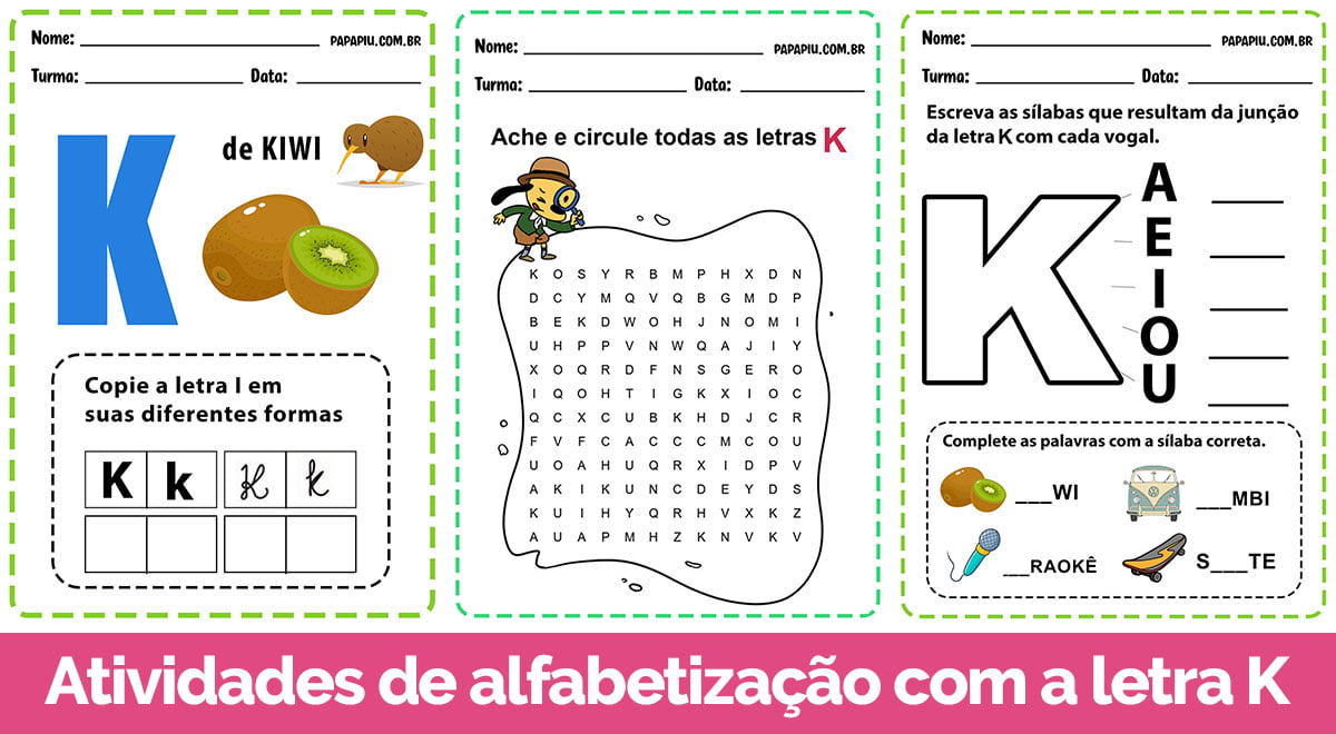Atividades de alfabetização com a letra K