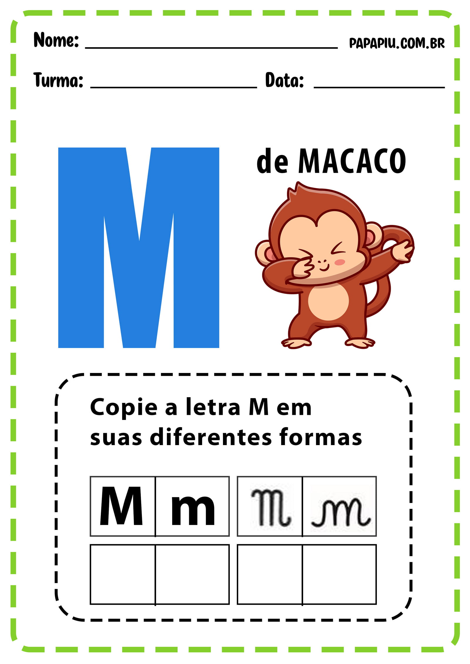 Atividades de alfabetização da letra M para educação infantil
