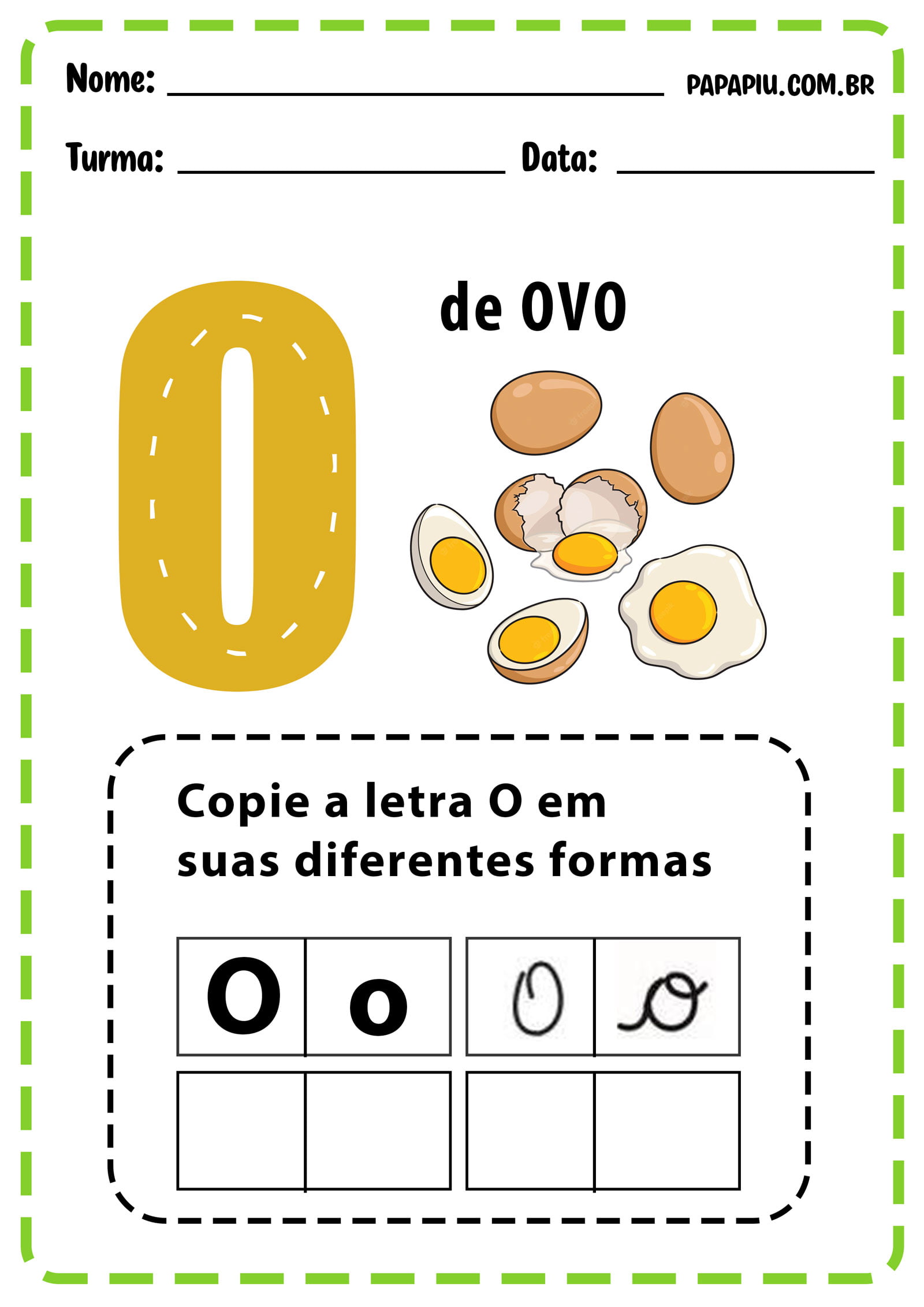 Atividade da letra O para alfabetizar na educação infantil