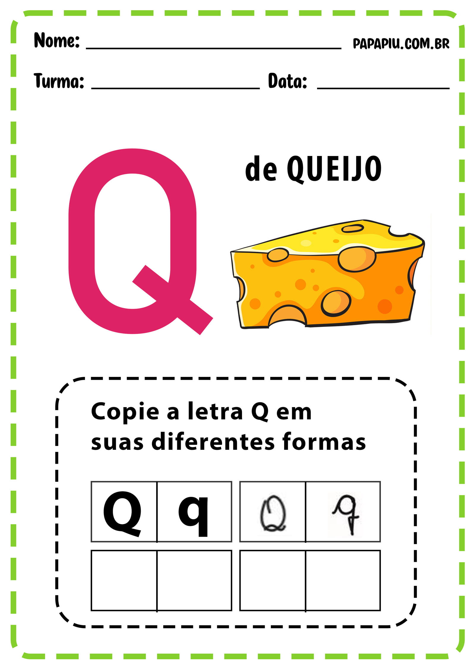 Atividades do alfabeto com a letra Q