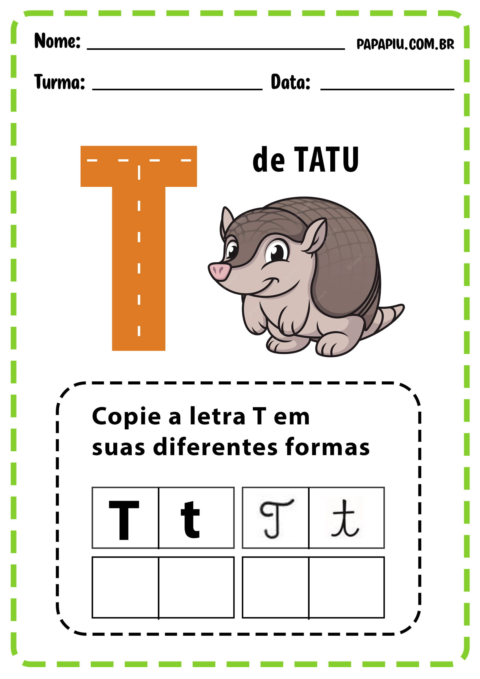 Atividades de alfabetização com a letra T para educaçãio infantil