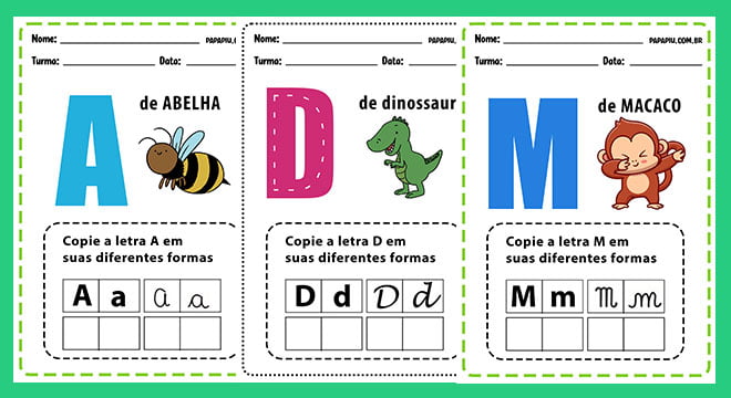 Atividades da alfabetização do alfabeto completo para imprimir