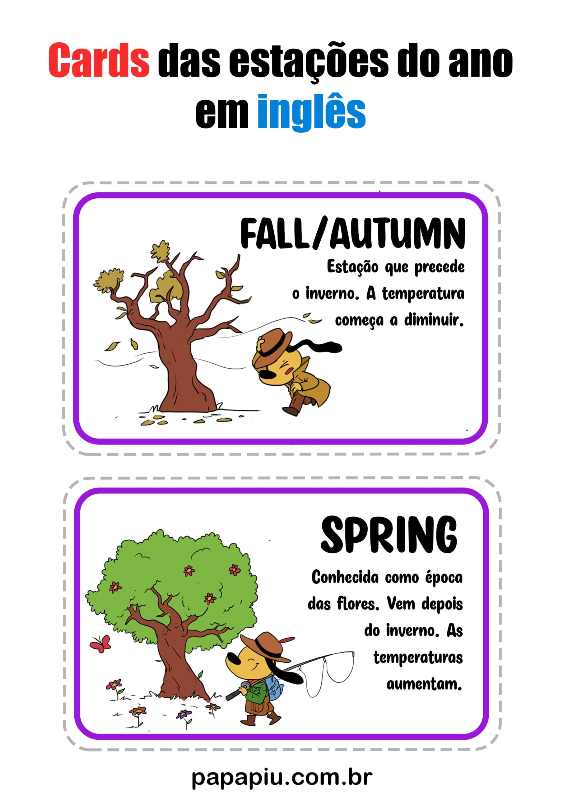 Atividades de inglês das esta~]oes do ano